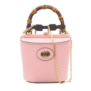 GUCCI Pink Leather Bamboo Bag